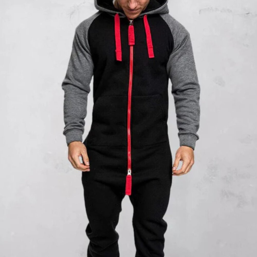 Coofandy Splicing Fleece Sports Jumpsuit